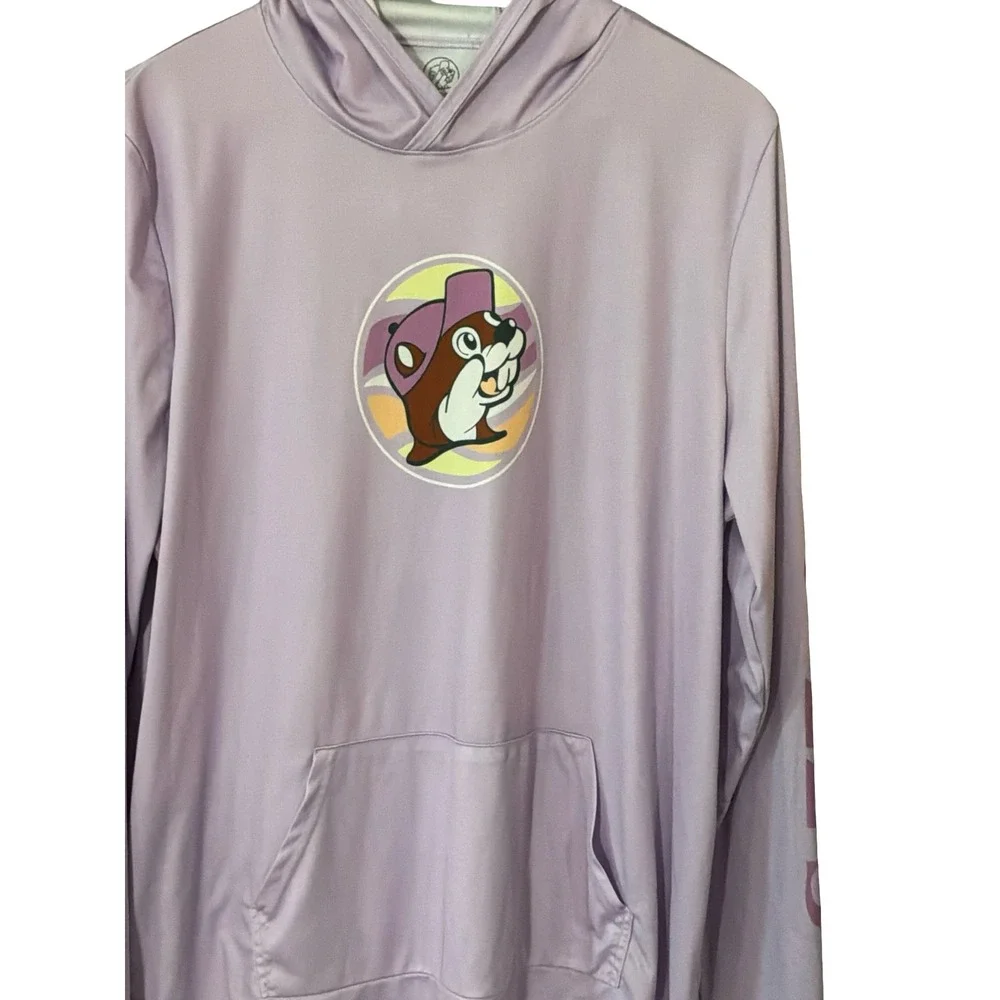 Buc-ee's Happiness Comes In Waves Hoodie 2X Purple Polyester Graphic Top